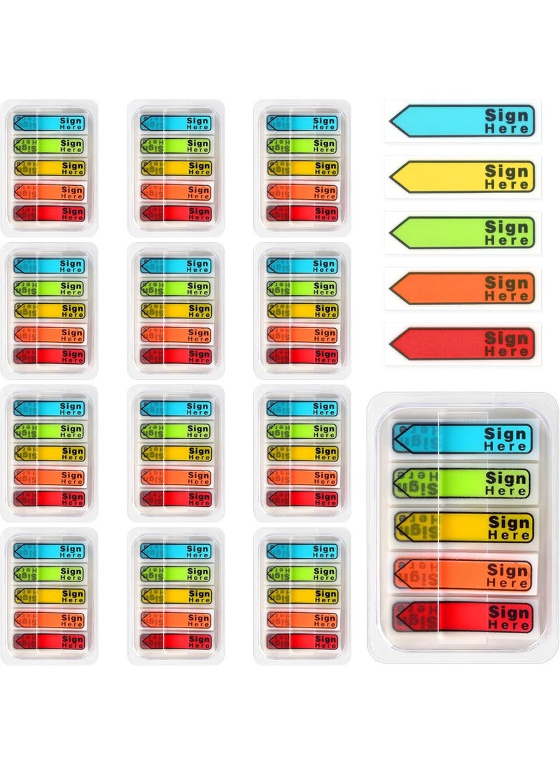 علامات "ضع هنا"، 1200 قطعة، ملاحظات لاصقة قابلة للتدوين وإعادة التموضع لتنظيم القراءة، الكتب وتصنيف الملفات، 5 ألوان/12 عبوة. - Image 1